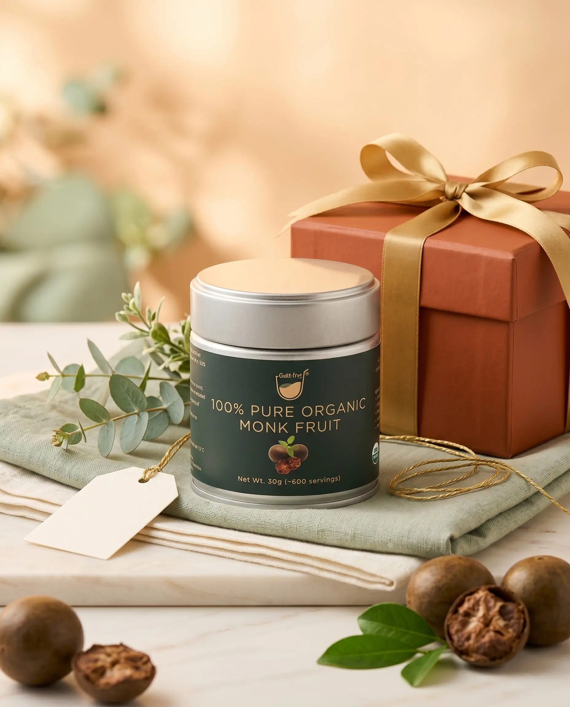 Guilt-Free 100% Pure Organic Monk Fruit with 50% Mogroside V without erythritol perfect gift